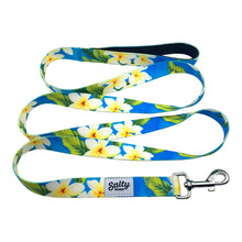 Load image into Gallery viewer, salty paws blue tropical dog leash matching hawaiian leash collar set for small medium and large dogs