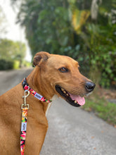 Load image into Gallery viewer, Hawaiian Print Dog Leash Tropical Black Floral 6' Length Neoprene Lined Handle