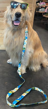 Load image into Gallery viewer, Hawaiian Print Dog Leash Tropical Blue Floral 6' Length Neoprene Lined Handle
