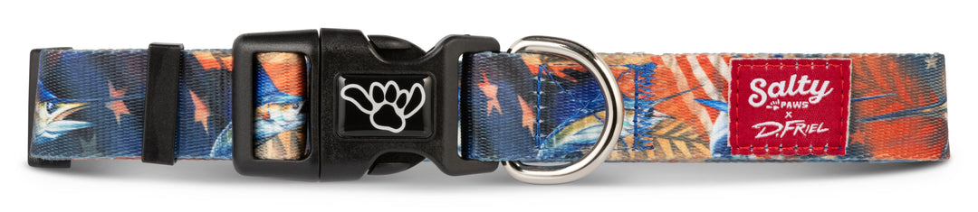 Salty Paws Billfish Americana D. Friel dog collar — USA fishing artist series