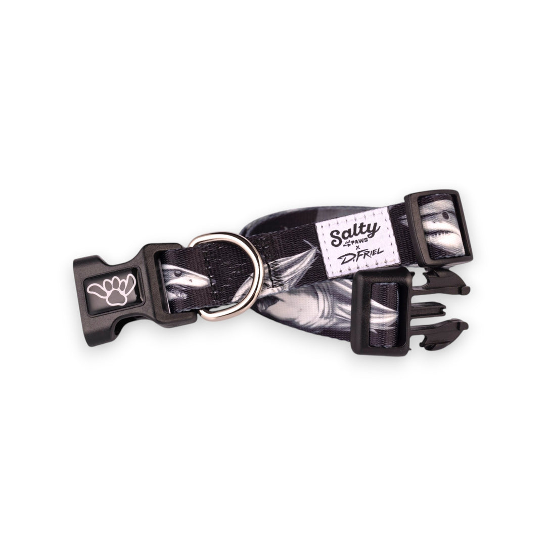 Salty Paws Mako Shark D. Friel Connected By Water dog collar — tough collar large dog