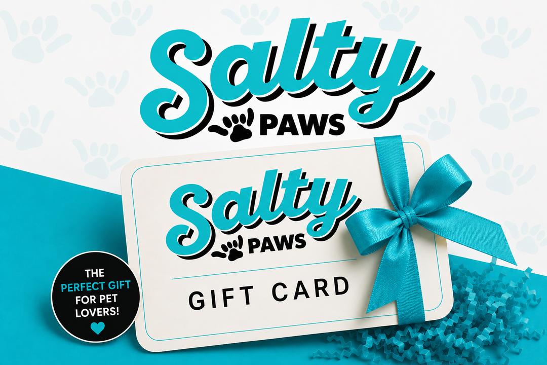 Salty Paws gift card — perfect gift for dog parents, tropical surf dog brand