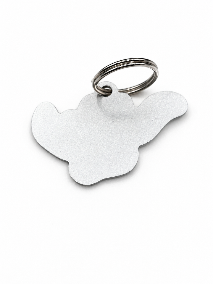 Back of Salty Paws Shaka Paw dog ID tag — personalize for your dog, gift idea