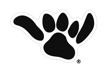 Salty Paws shaka paw registered trademark logo on transparent background