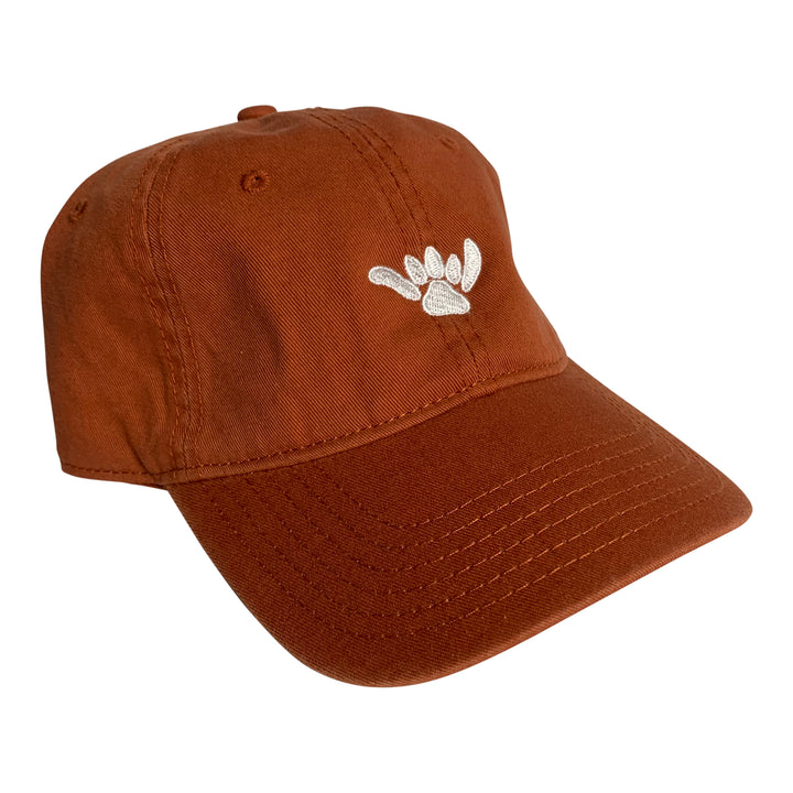 Salty Paws dad hat shaka paw embroidery detail — South Florida surf dog brand
