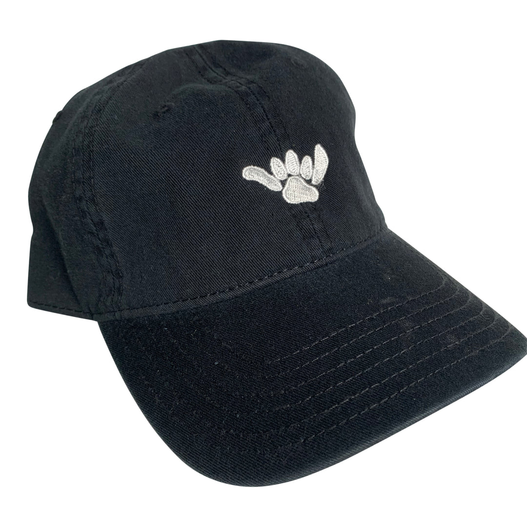 Salty Paws Shaka Paw dad hat top view — coastal beach lifestyle dog brand