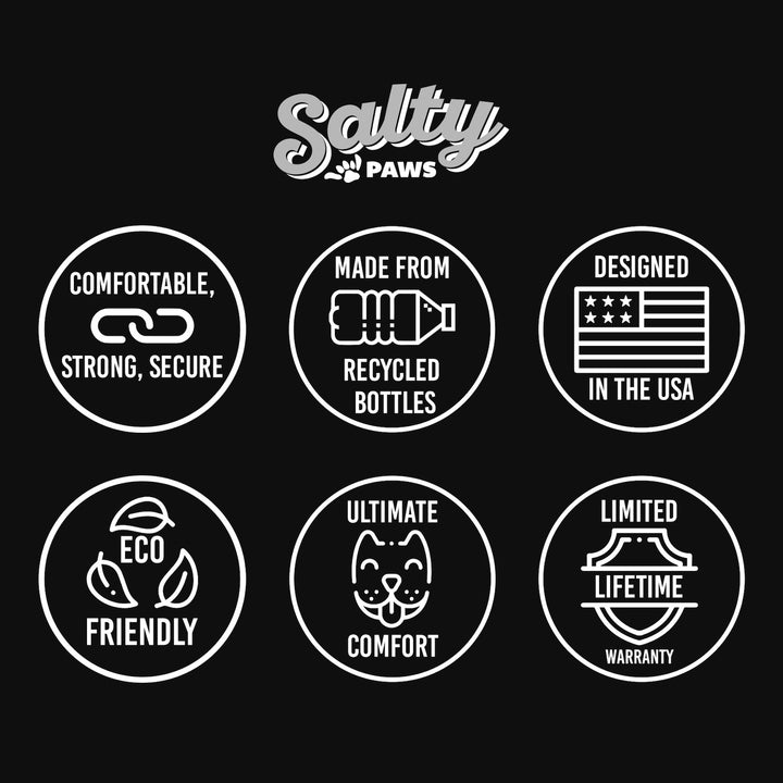 Salty Paws dog collars made from recycled plastic bottles — REPREVE eco friendly